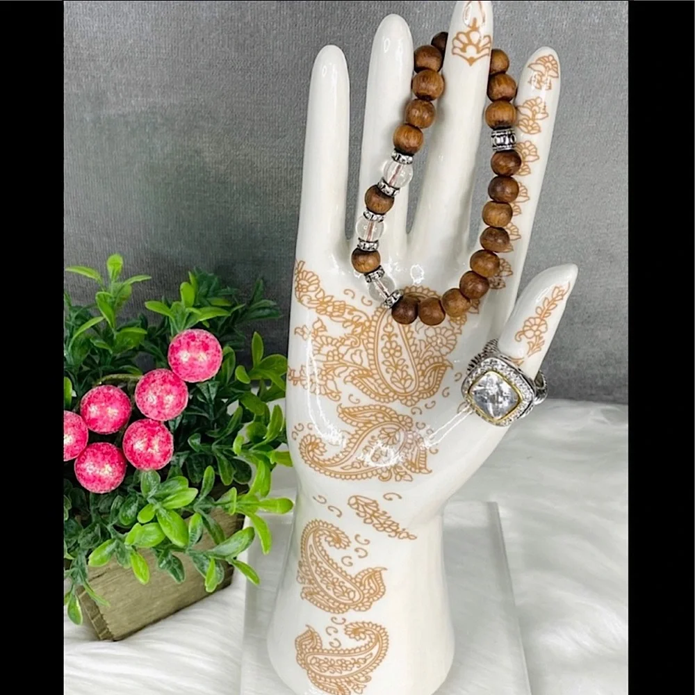 JEWELRY HOLDER Hand Decor Boho Display Tattooed henna hand jewelry display - Picture 1 of 13